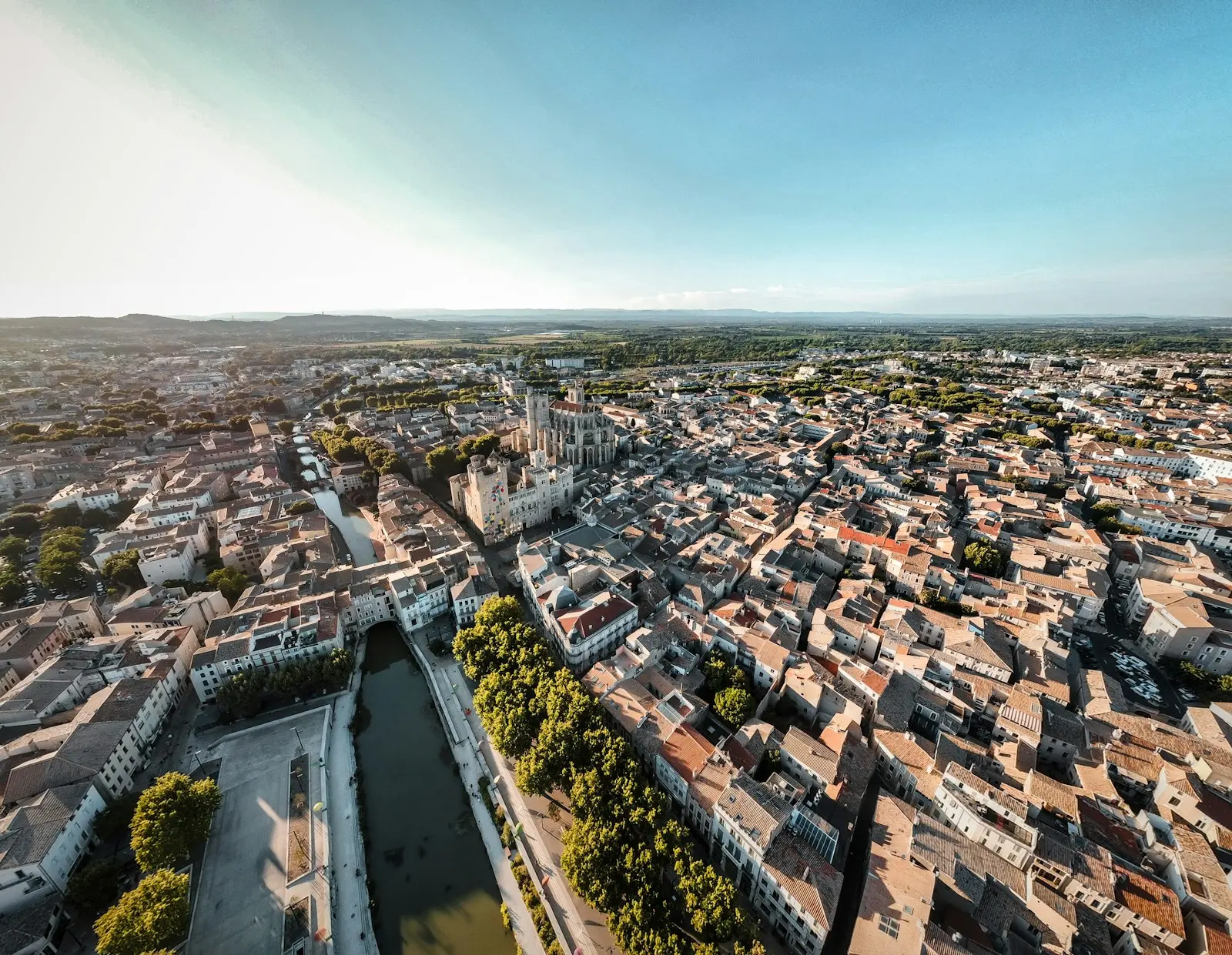 Centre-ville Narbonne vue aérienne